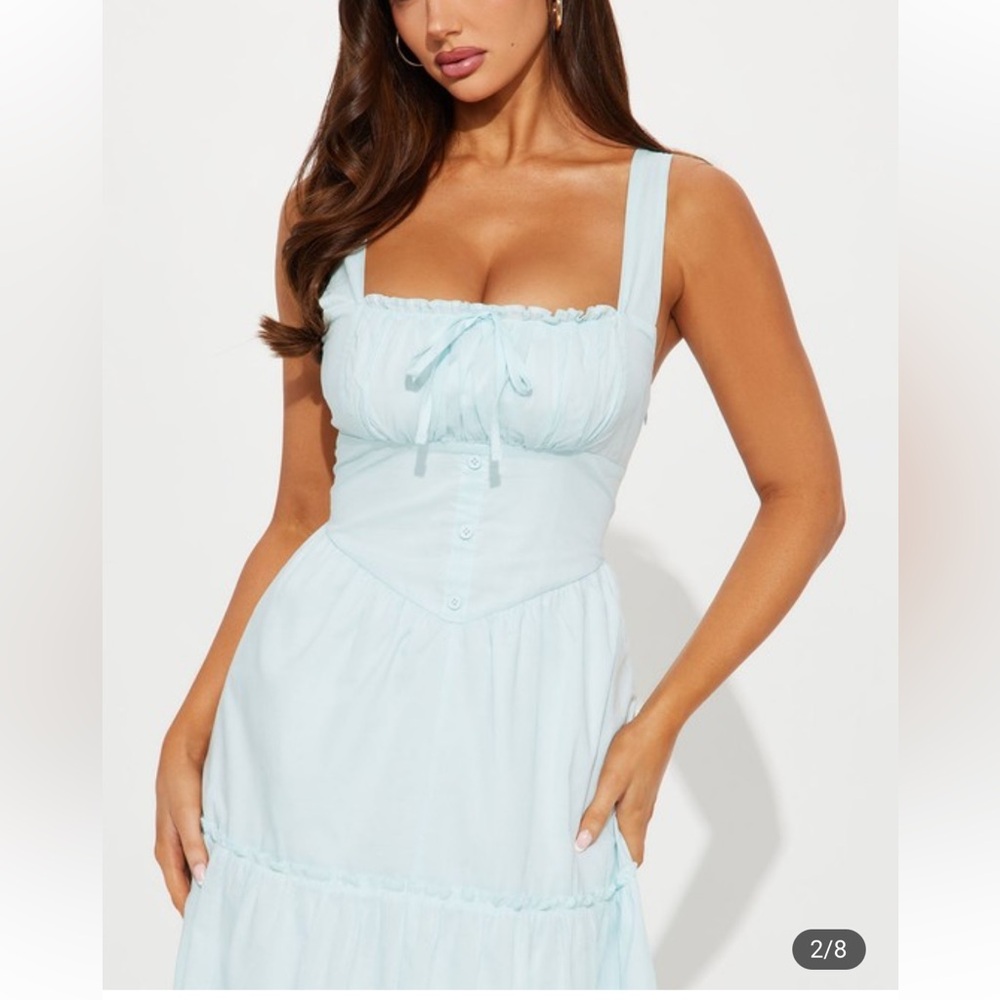 #385 Elegant Light Blue Maxi Dress - Picture 2 of 5